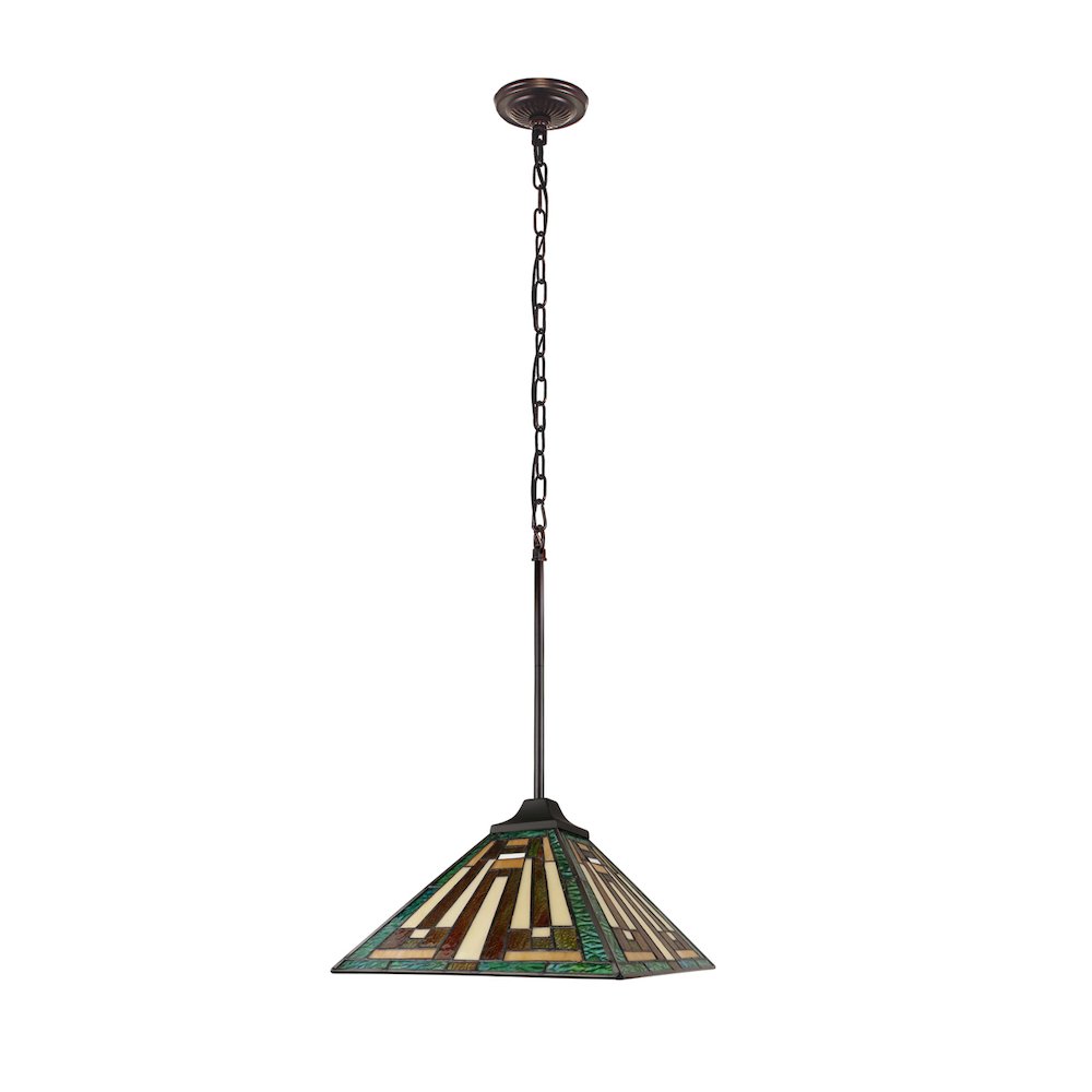 Firman Tiffany-Style 1-Light Mission Ceiling Pendant 12" Shade. Picture 3