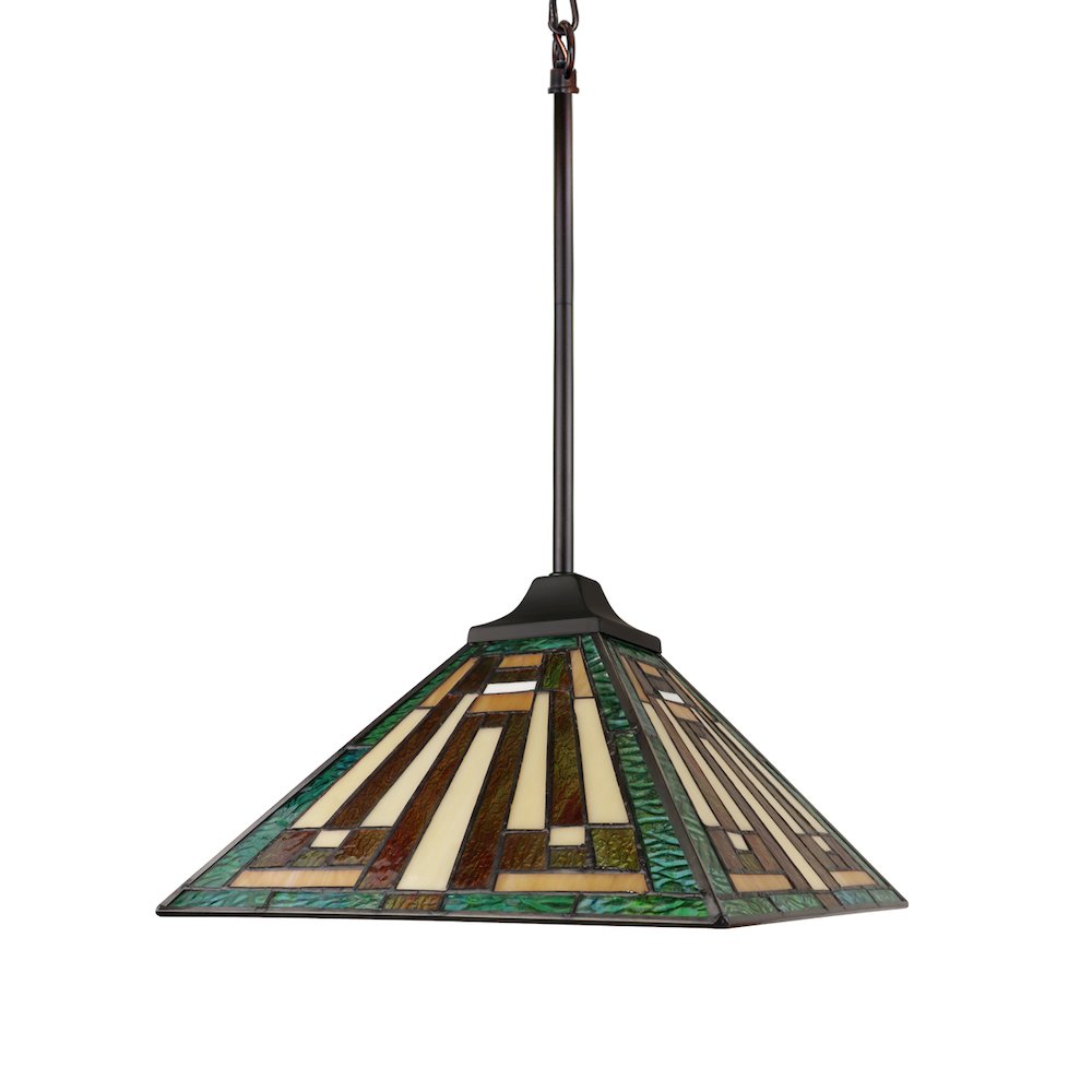 Firman Tiffany-Style 1-Light Mission Ceiling Pendant 12" Shade. Picture 4