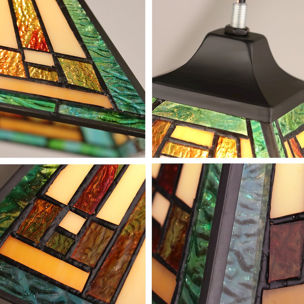 Firman Tiffany-Style 1-Light Mission Ceiling Pendant 12" Shade. Picture 6