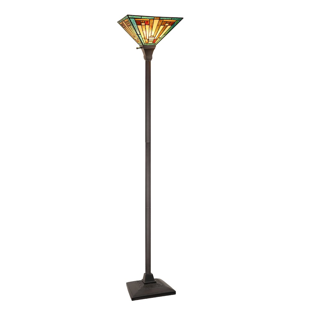 FIRMAN Tiffany-Style 1-Light Torchiere Floor Lamp 12" Shade. Picture 1