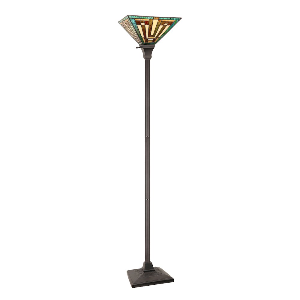 FIRMAN Tiffany-Style 1-Light Torchiere Floor Lamp 12" Shade. Picture 2