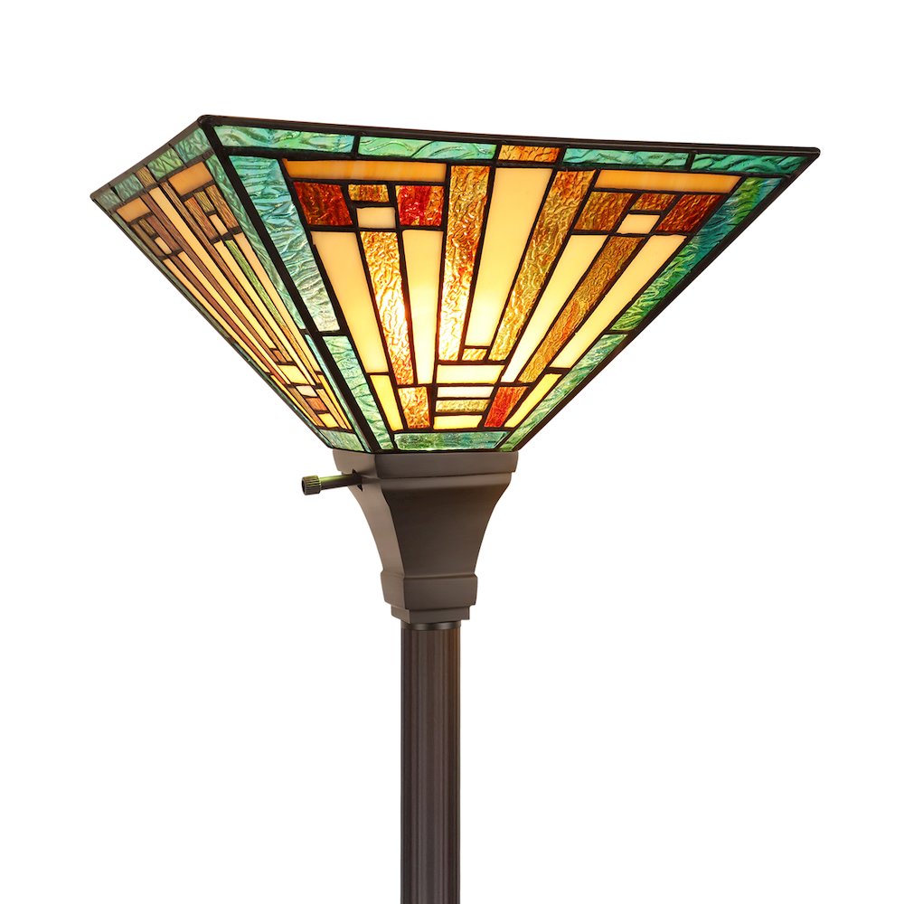 FIRMAN Tiffany-Style 1-Light Torchiere Floor Lamp 12" Shade. Picture 3