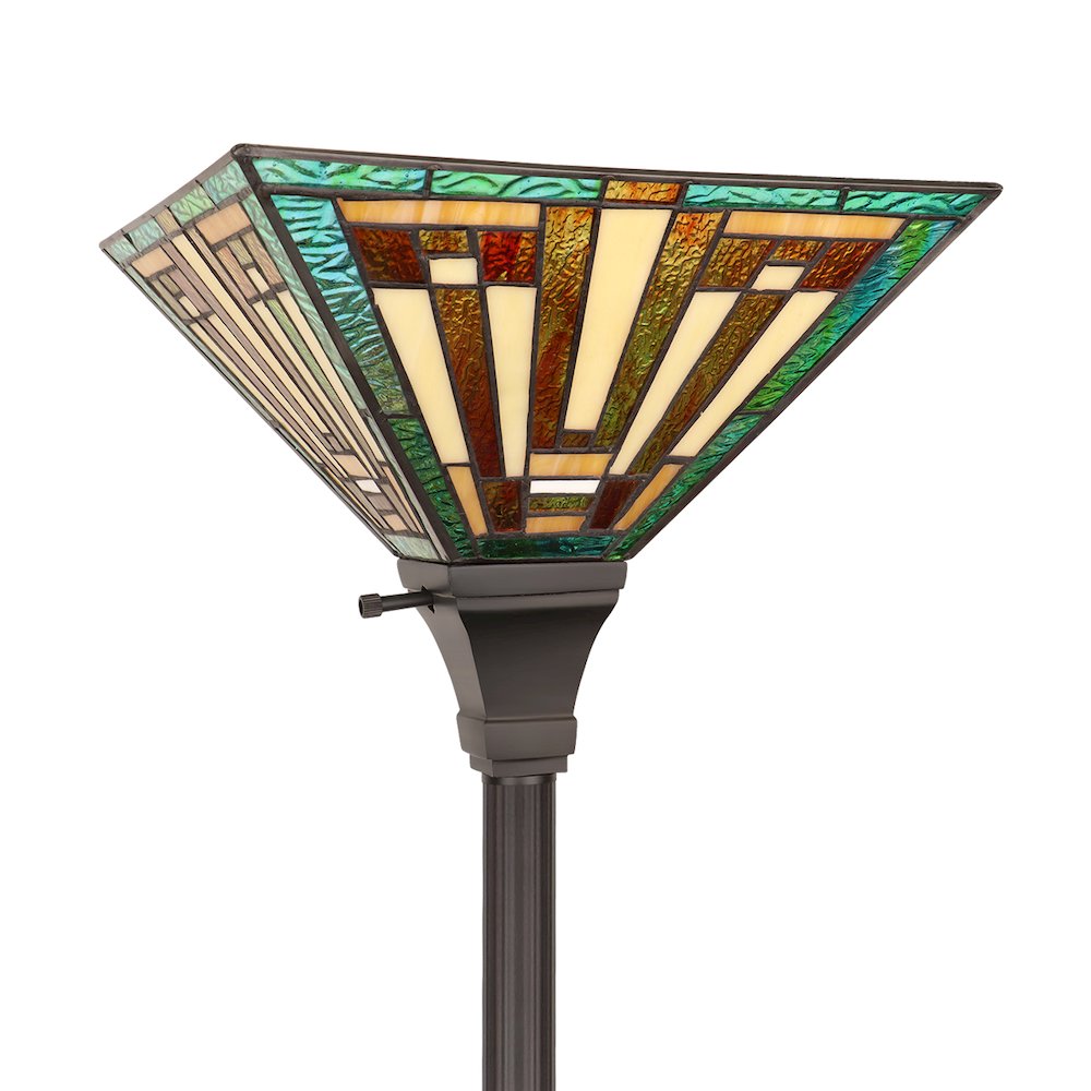 FIRMAN Tiffany-Style 1-Light Torchiere Floor Lamp 12" Shade. Picture 4