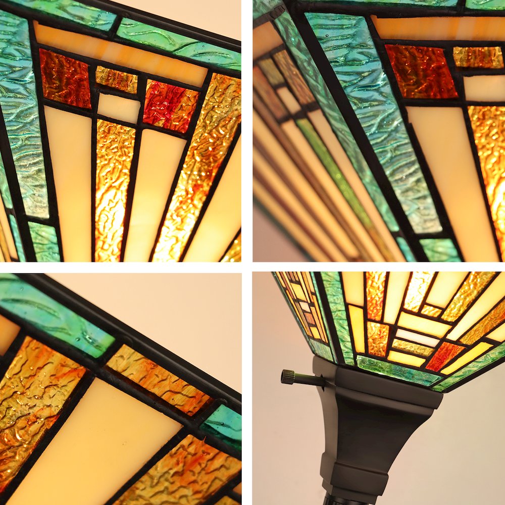 FIRMAN Tiffany-Style 1-Light Torchiere Floor Lamp 12" Shade. Picture 5