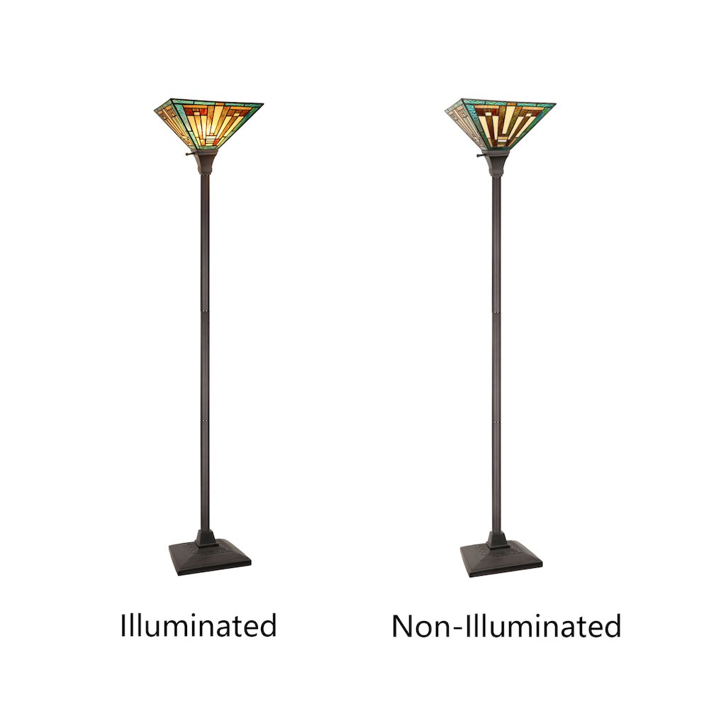 FIRMAN Tiffany-Style 1-Light Torchiere Floor Lamp 12" Shade. Picture 6