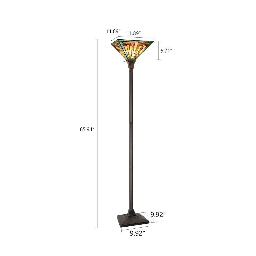 FIRMAN Tiffany-Style 1-Light Torchiere Floor Lamp 12" Shade. Picture 9