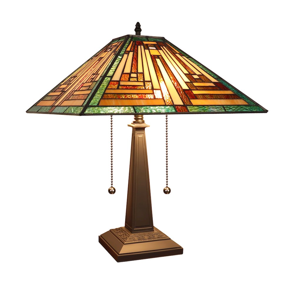 Firman Tiffany-Style 2-Light Mission Table Lamp 16" Shade. Picture 1
