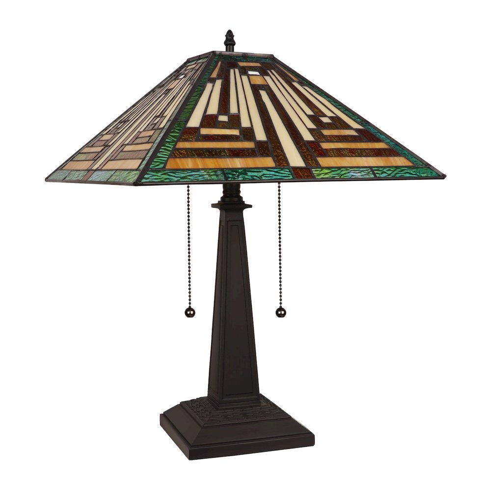 Firman Tiffany-Style 2-Light Mission Table Lamp 16" Shade. Picture 2