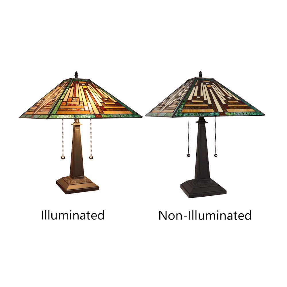 Firman Tiffany-Style 2-Light Mission Table Lamp 16" Shade. Picture 4