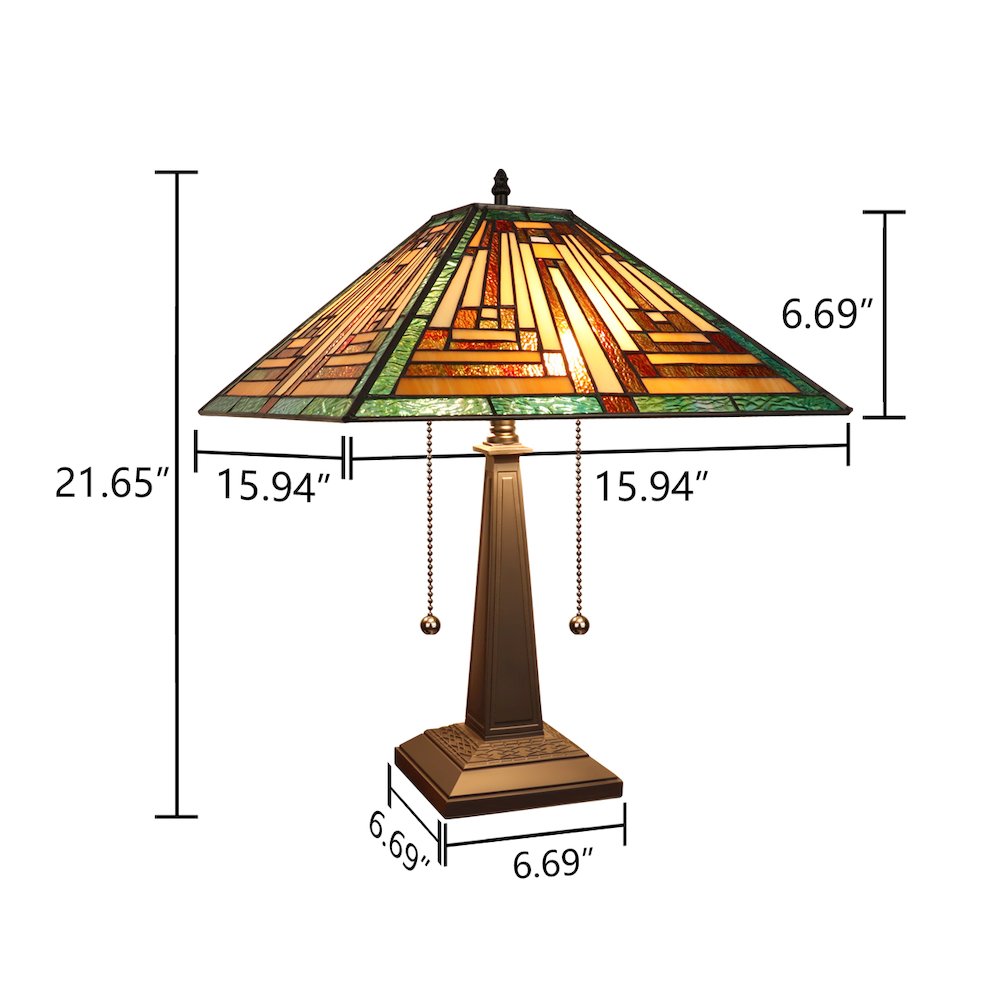 Firman Tiffany-Style 2-Light Mission Table Lamp 16" Shade. Picture 8