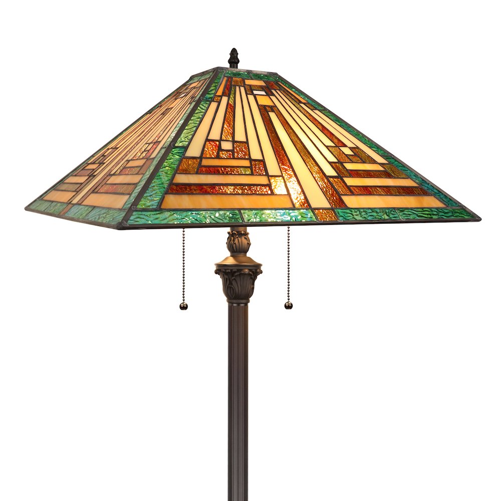 FIRMAN Tiffany-Style 2-Light Mission Floor Lamp 16" Shade. Picture 3