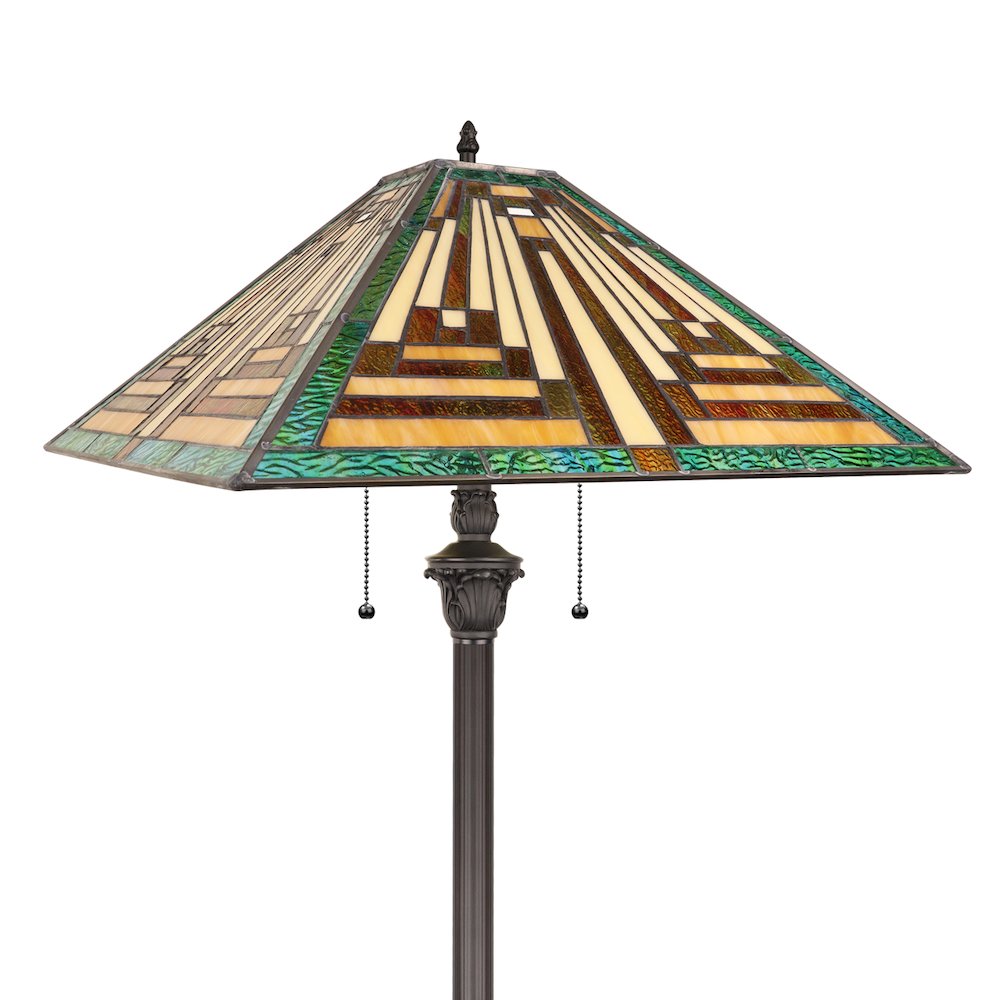 FIRMAN Tiffany-Style 2-Light Mission Floor Lamp 16" Shade. Picture 4