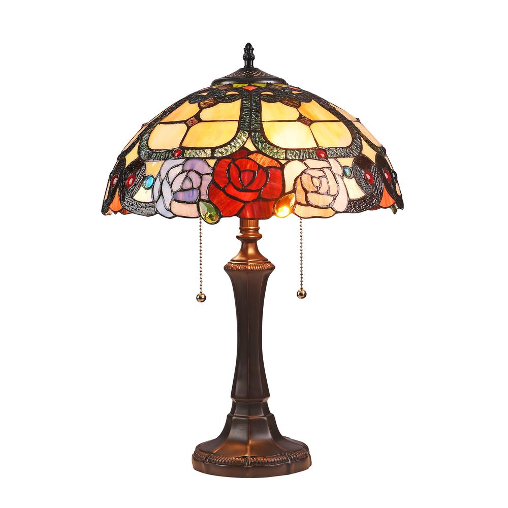 SIMONE Floral 2 Light Dark Bronze Table Lamp 16" Wide. Picture 4