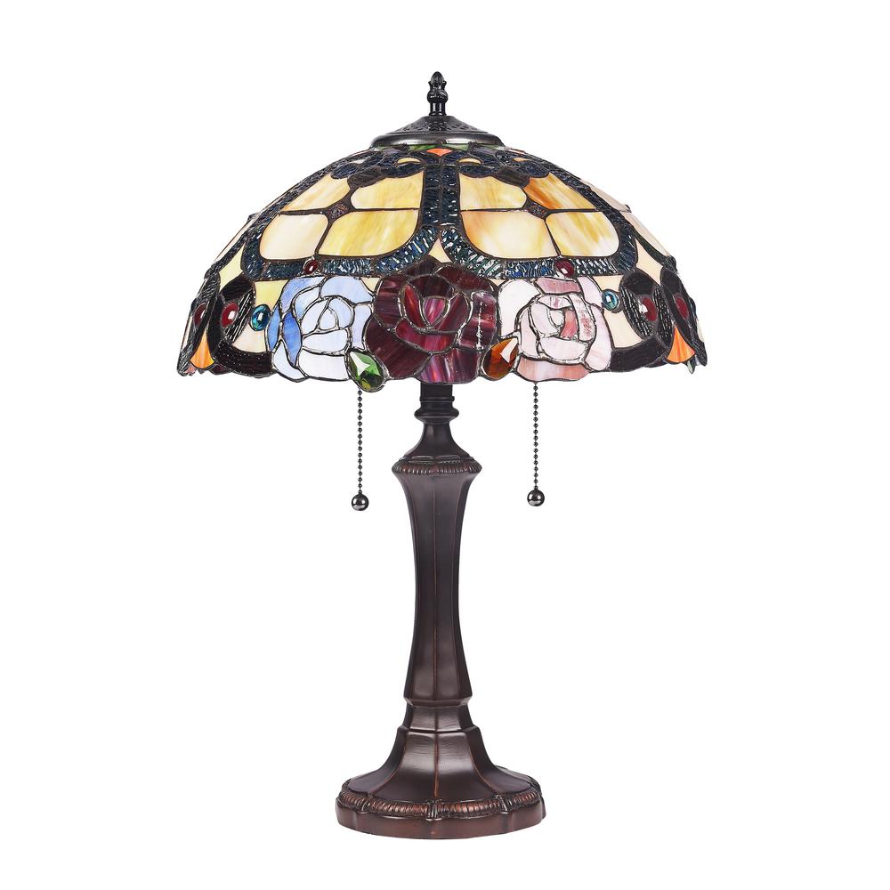 SIMONE Floral 2 Light Dark Bronze Table Lamp 16" Wide. Picture 3