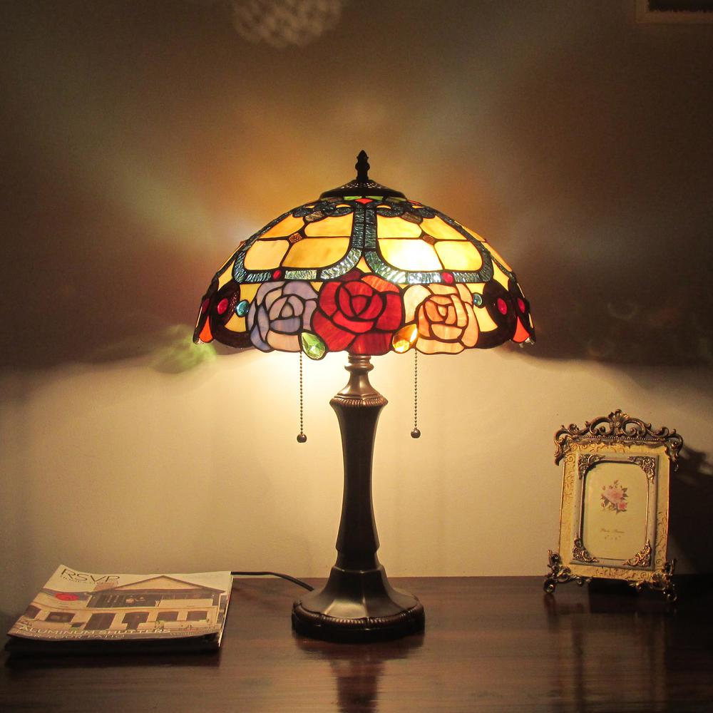 SIMONE Floral 2 Light Dark Bronze Table Lamp 16" Wide. Picture 2