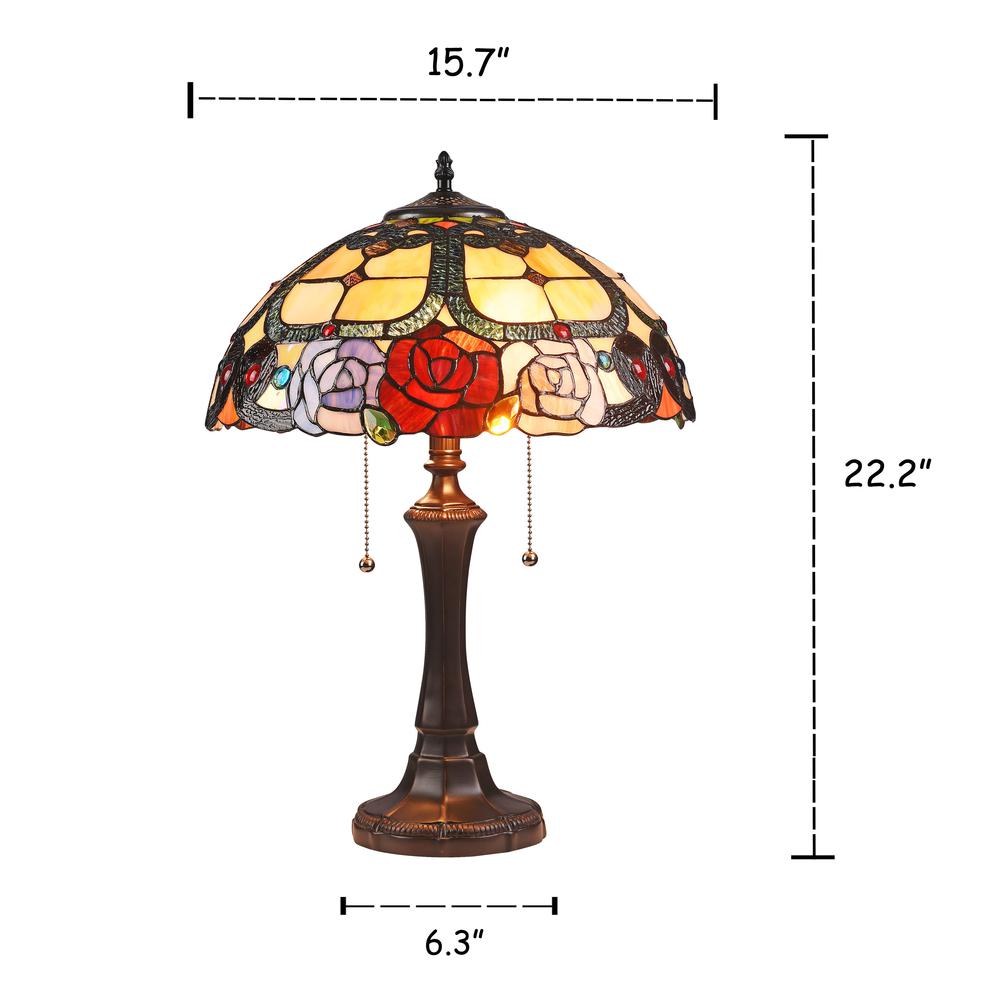 SIMONE Floral 2 Light Dark Bronze Table Lamp 16" Wide. Picture 1