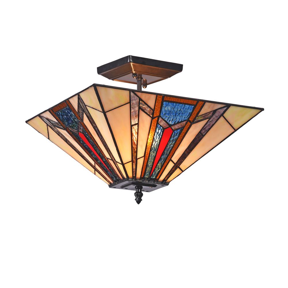 MAXWELL Mission 2 Light Blackish Bronze Semi-flush Ceiling Fixture 14" Wide. Picture 3