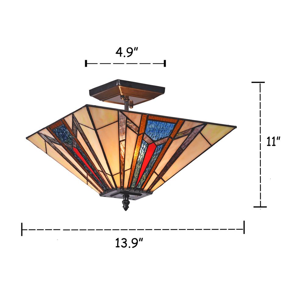 MAXWELL Mission 2 Light Blackish Bronze Semi-flush Ceiling Fixture 14" Wide. Picture 1