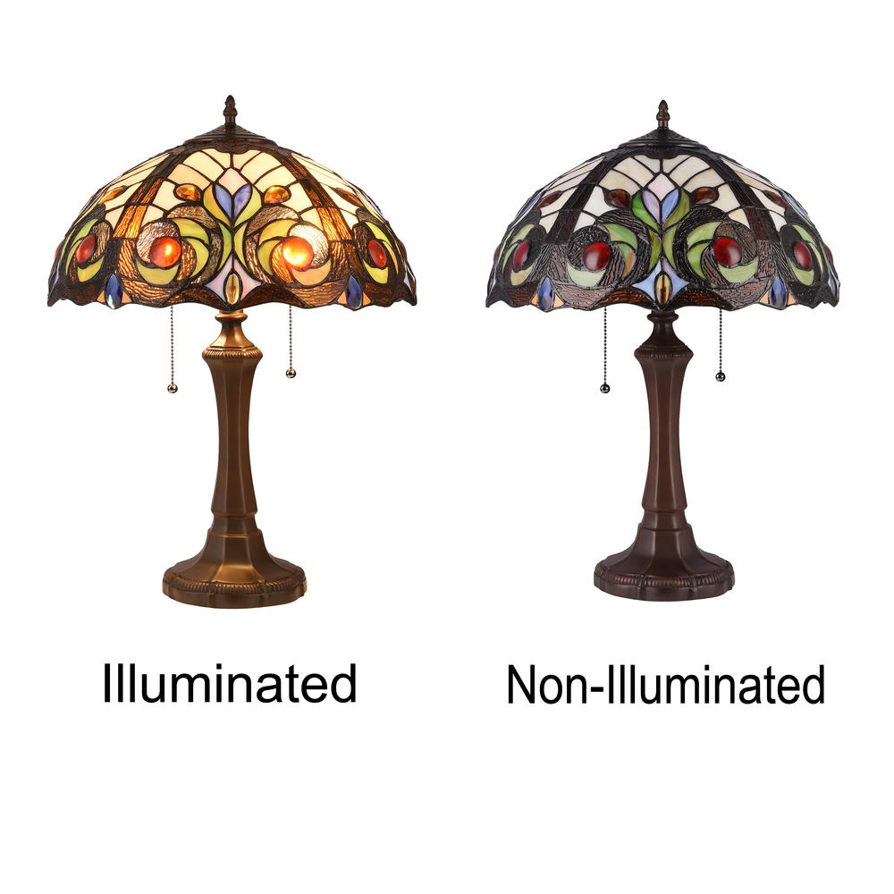 CHLOE Lighting LENNON Tiffany-style Dark Bronze 2 Light Victorian Table Lamp 16" Shade. Picture 3