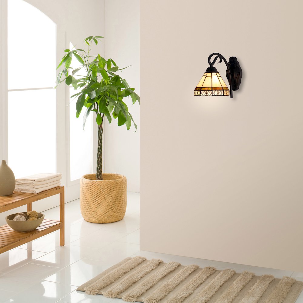 Belle Mission-Style 1- Light Blackish Bronze Finish Wall Sconce 7" Shade. Picture 6