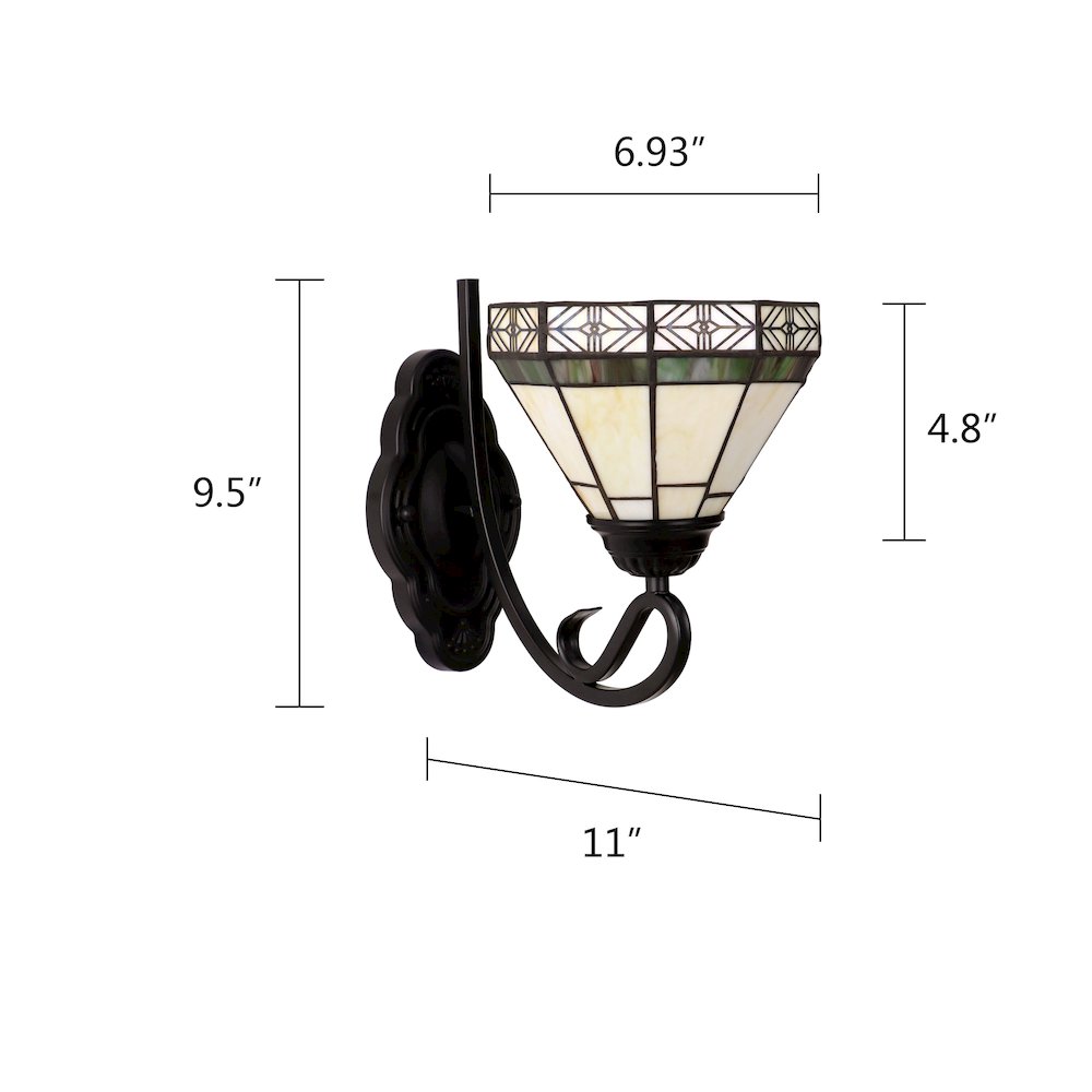 Belle Mission-Style 1- Light Blackish Bronze Finish Wall Sconce 7" Shade. Picture 7
