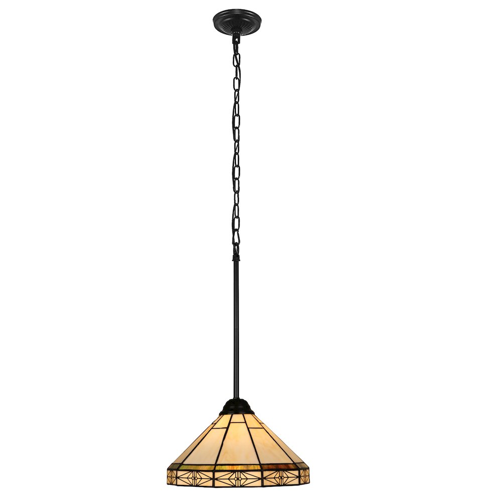Belle Mission-Style 1-Light Blackish Bronze Finish Mini Pendant 12" Shade. Picture 1