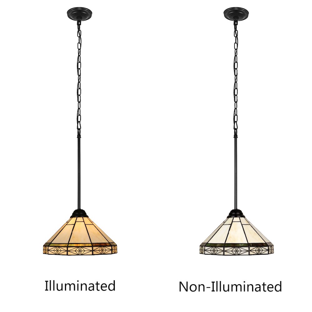 Belle Mission-Style 1-Light Blackish Bronze Finish Mini Pendant 12" Shade. Picture 4