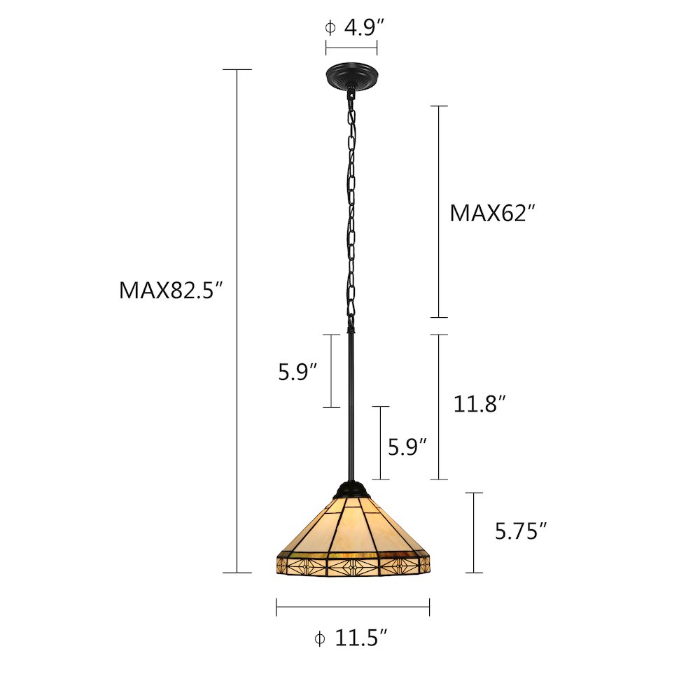 Belle Mission-Style 1-Light Blackish Bronze Finish Mini Pendant 12" Shade. Picture 6
