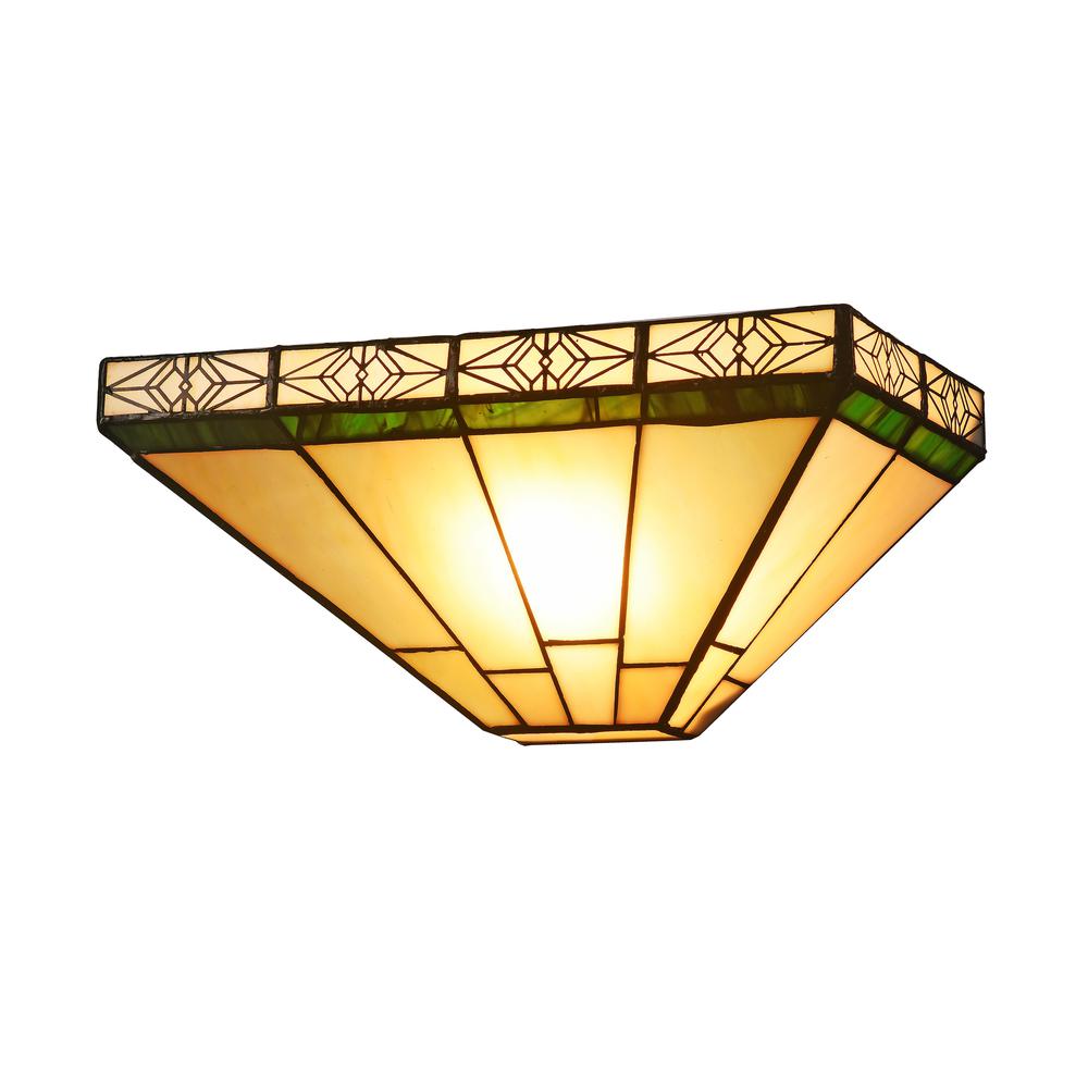 THEROS Tiffany-style 1 Light Mission Indoor Wall Sconce 12" Wide. Picture 4