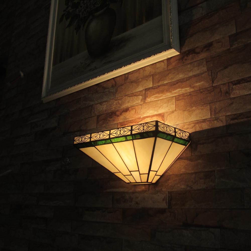 THEROS Tiffany-style 1 Light Mission Indoor Wall Sconce 12" Wide. Picture 2