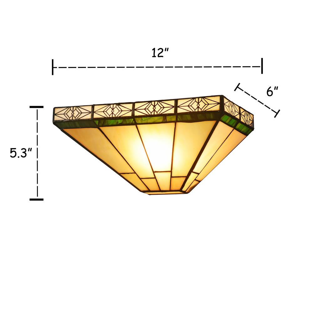 THEROS Tiffany-style 1 Light Mission Indoor Wall Sconce 12" Wide. Picture 1