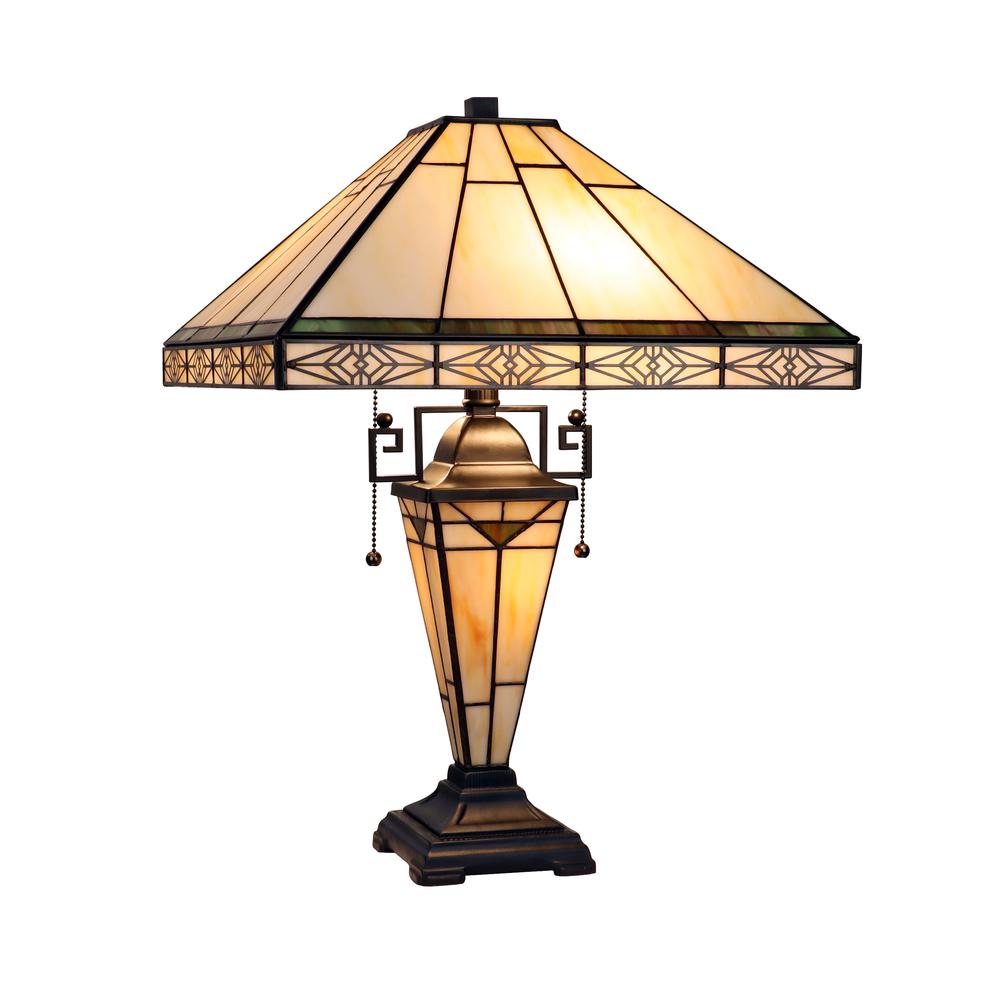 Mission-Style 3-Light Blackish Bronze Finish Double Lit Table Lamp 16" Shade. Picture 2