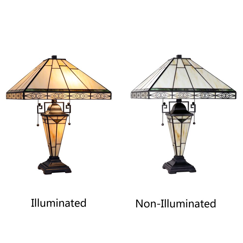 Mission-Style 3-Light Blackish Bronze Finish Double Lit Table Lamp 16" Shade. Picture 5