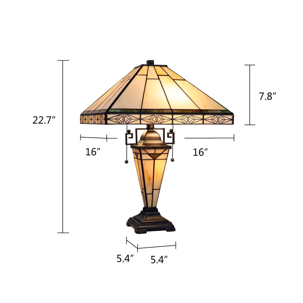 Mission-Style 3-Light Blackish Bronze Finish Double Lit Table Lamp 16" Shade. Picture 8