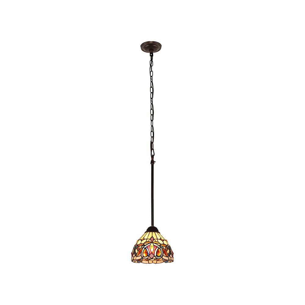 CHLOE Lighting SERENITY Victorian Tiffany-style Dark Bronze 1 Light Mini Pendant 8" Wide. Picture 4