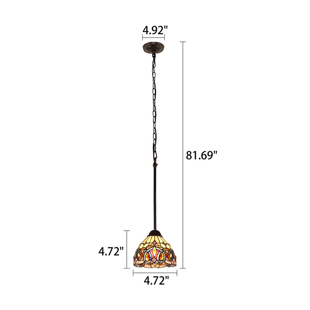 CHLOE Lighting SERENITY Victorian Tiffany-style Dark Bronze 1 Light Mini Pendant 8" Wide. Picture 8