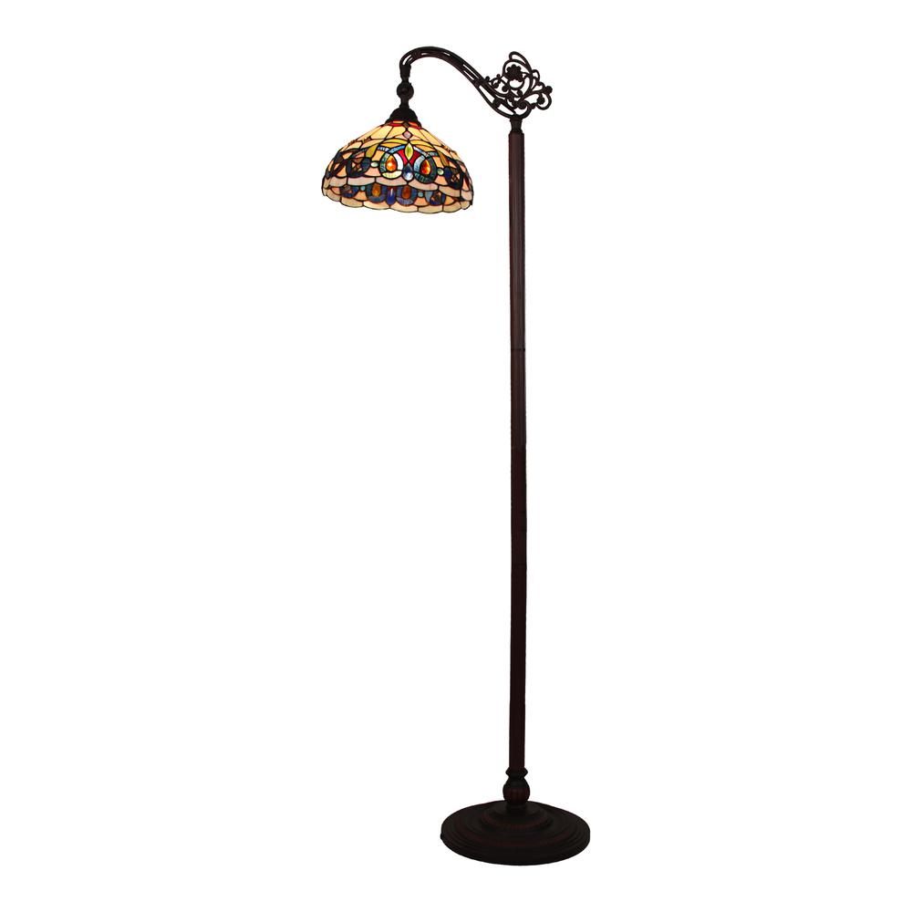 CHLOE Lighting SERENITY Victorian Tiffany-style Dark Bronze 1 Light Reading Floor Lamp 11" Wide. Picture 1