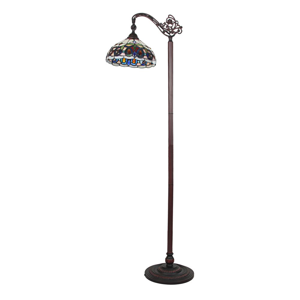 CHLOE Lighting SERENITY Victorian Tiffany-style Dark Bronze 1 Light Reading Floor Lamp 11" Wide. Picture 2