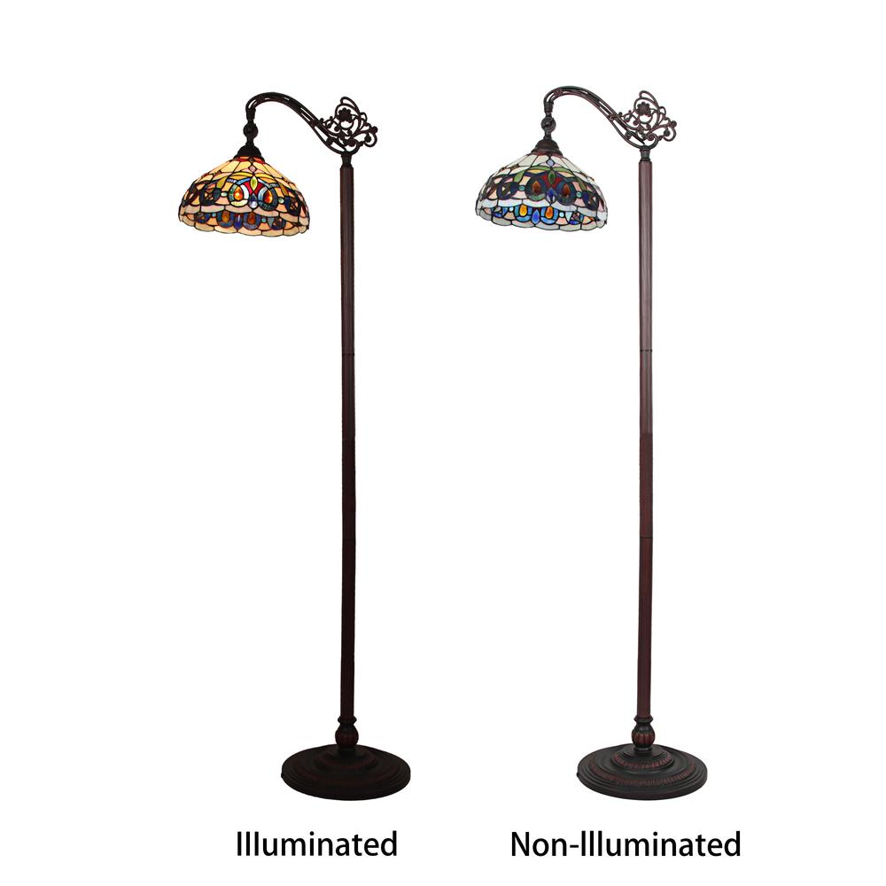 CHLOE Lighting SERENITY Victorian Tiffany-style Dark Bronze 1 Light Reading Floor Lamp 11" Wide. Picture 4
