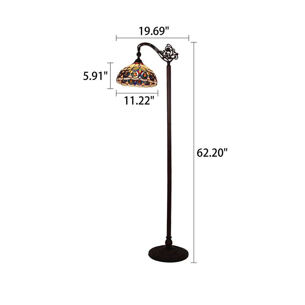 CHLOE Lighting SERENITY Victorian Tiffany-style Dark Bronze 1 Light Reading Floor Lamp 11" Wide. Picture 6