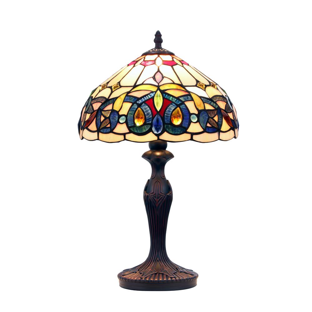 CHLOE Lighting SERENITY Tiffany-style Victorian Dark Bronze 1 Light Table Lamp 12" Shade. Picture 1