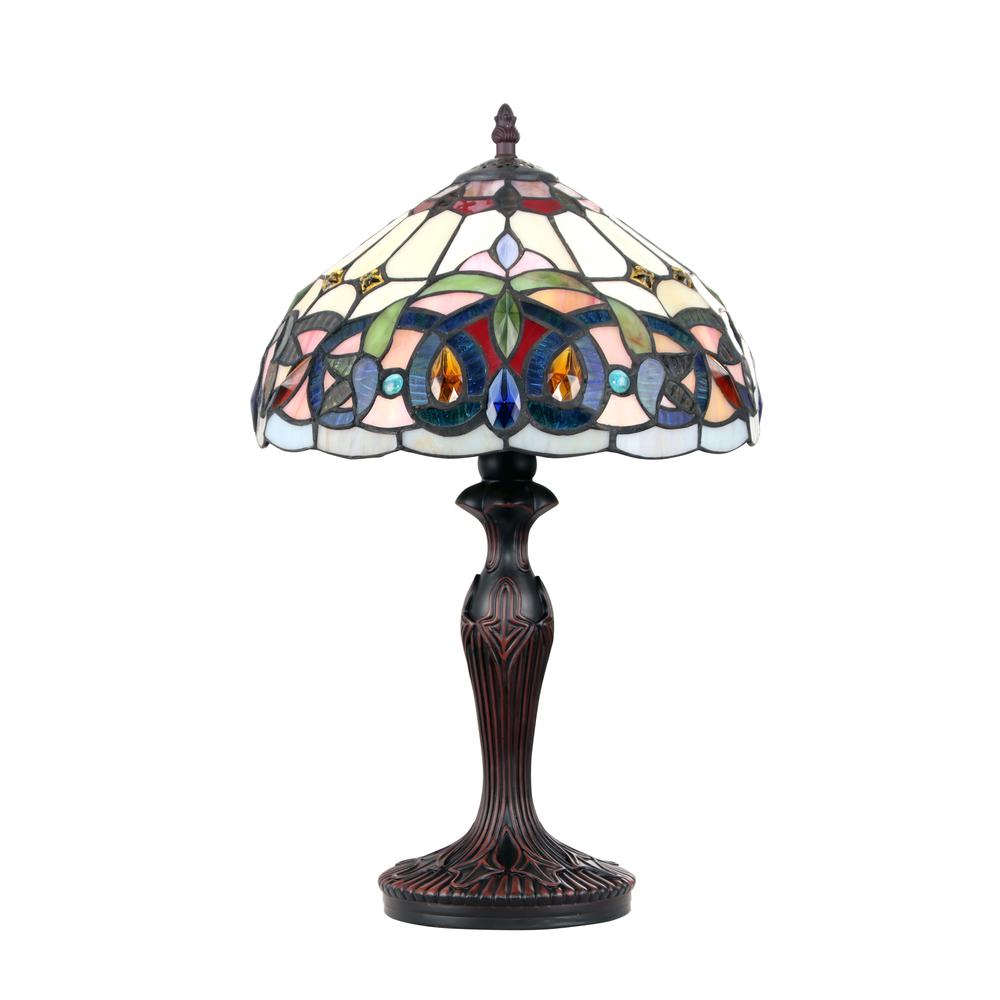 CHLOE Lighting SERENITY Tiffany-style Victorian Dark Bronze 1 Light Table Lamp 12" Shade. Picture 2