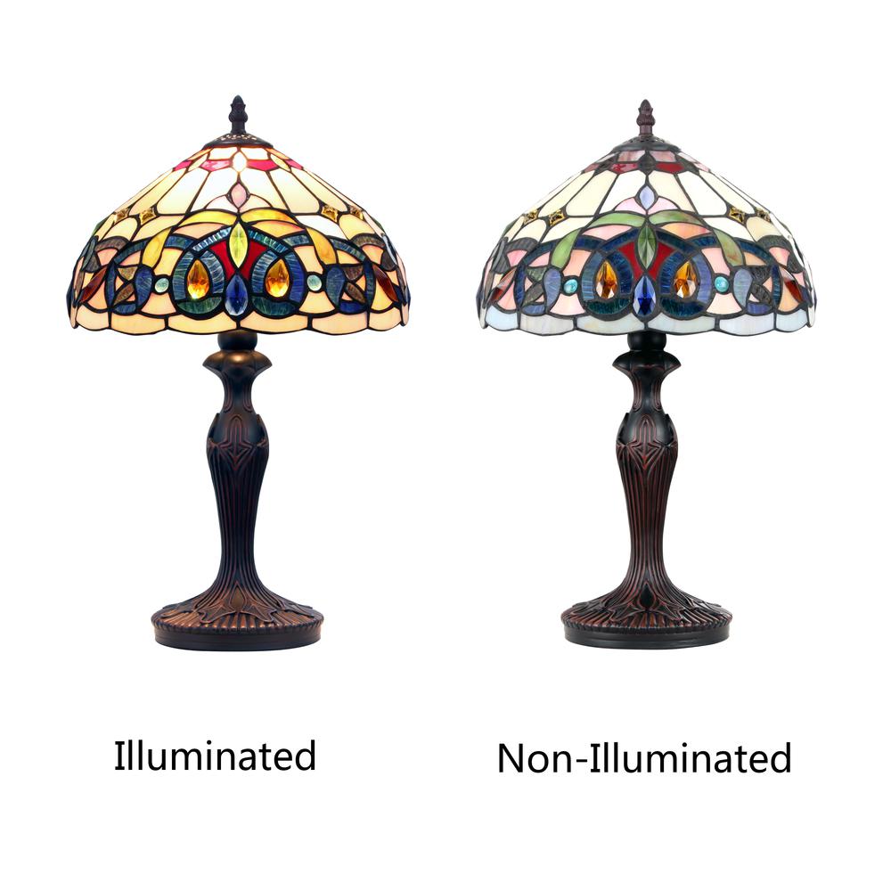CHLOE Lighting SERENITY Tiffany-style Victorian Dark Bronze 1 Light Table Lamp 12" Shade. Picture 5