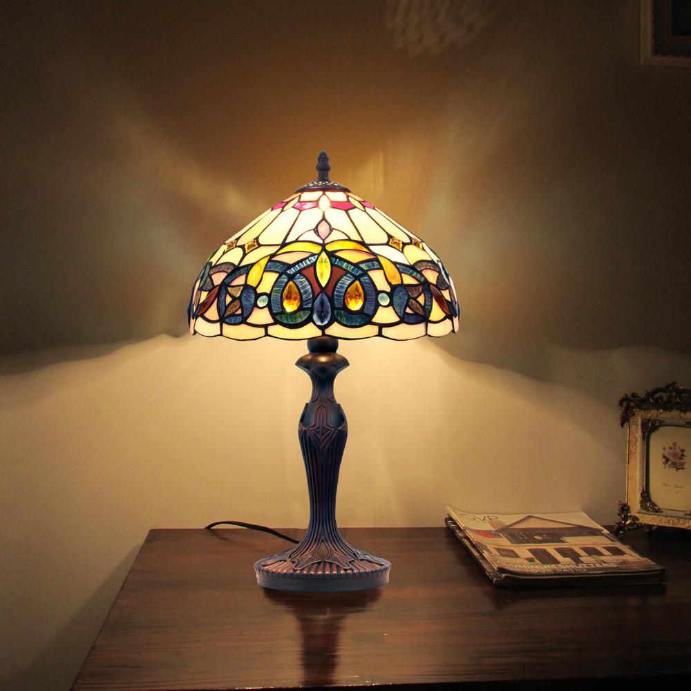 CHLOE Lighting SERENITY Tiffany-style Victorian Dark Bronze 1 Light Table Lamp 12" Shade. Picture 6