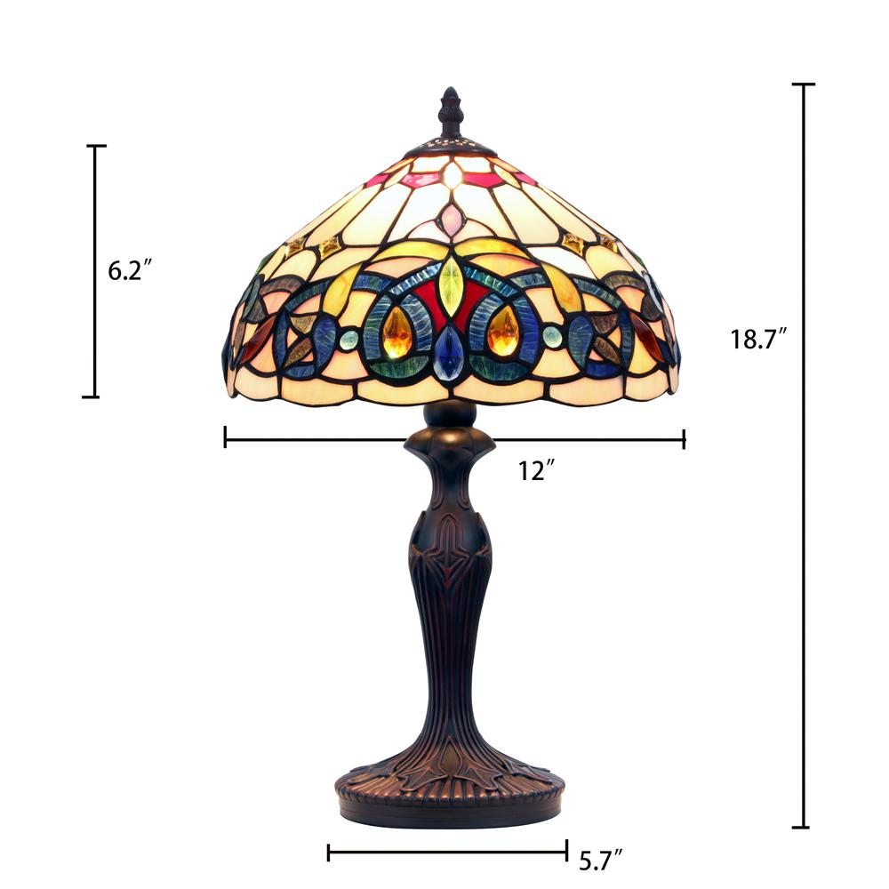 CHLOE Lighting SERENITY Tiffany-style Victorian Dark Bronze 1 Light Table Lamp 12" Shade. Picture 7
