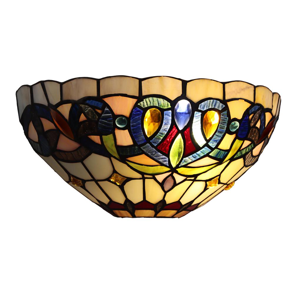 CHLOE Lighting SERENITY Victorian Tiffany-style Black 1 Light Wall Sconce 12" Wide. Picture 1