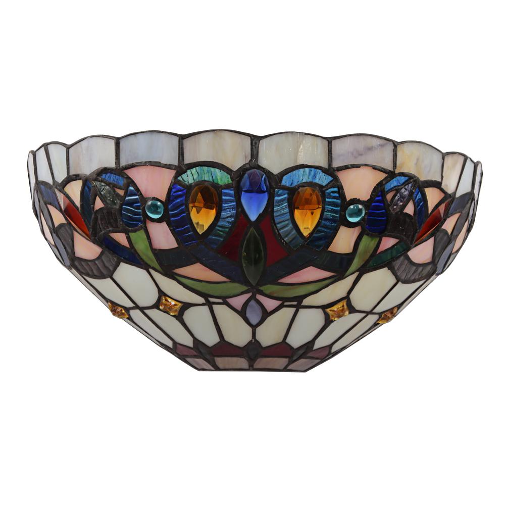 CHLOE Lighting SERENITY Victorian Tiffany-style Black 1 Light Wall Sconce 12" Wide. Picture 2