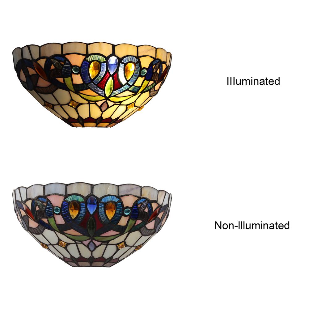 CHLOE Lighting SERENITY Victorian Tiffany-style Black 1 Light Wall Sconce 12" Wide. Picture 4