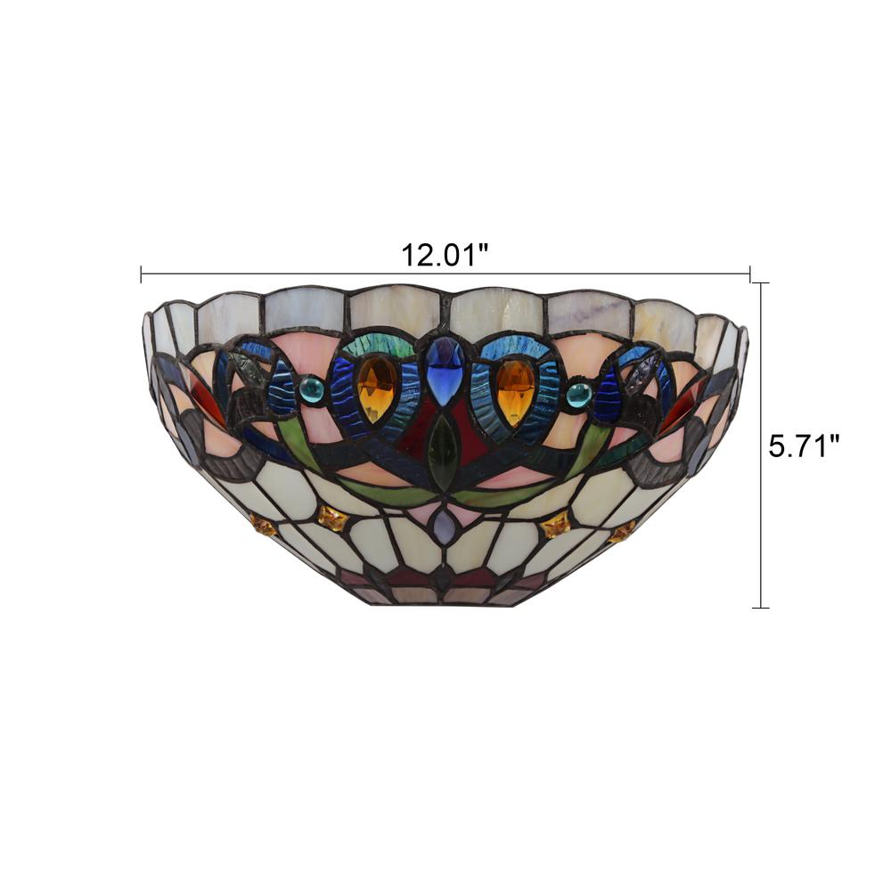 CHLOE Lighting SERENITY Victorian Tiffany-style Black 1 Light Wall Sconce 12" Wide. Picture 6