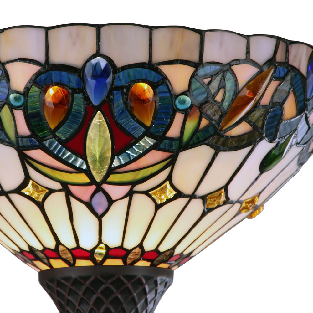 CHLOE Lighting SERENITY Victorian Tiffany-style Dark Bronze 1 Light Torchiere Lamp 14" Wide. Picture 3